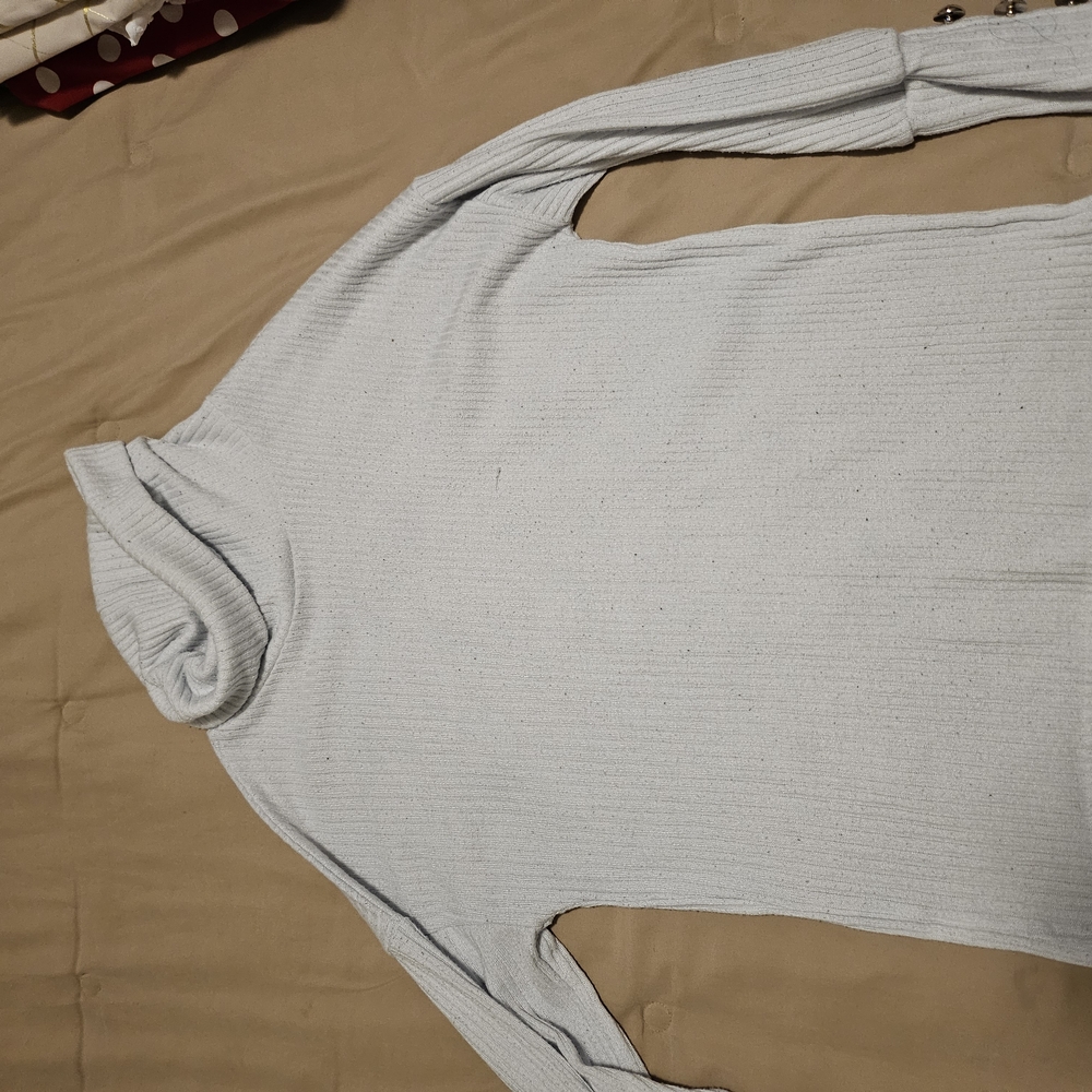 Cozy Gray Cowl Neck Sweater with Textured Knit